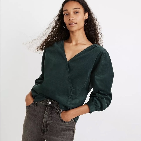 Madewell Corduroy Kinston Side-Button Wrap Top - Picture 14 of 14